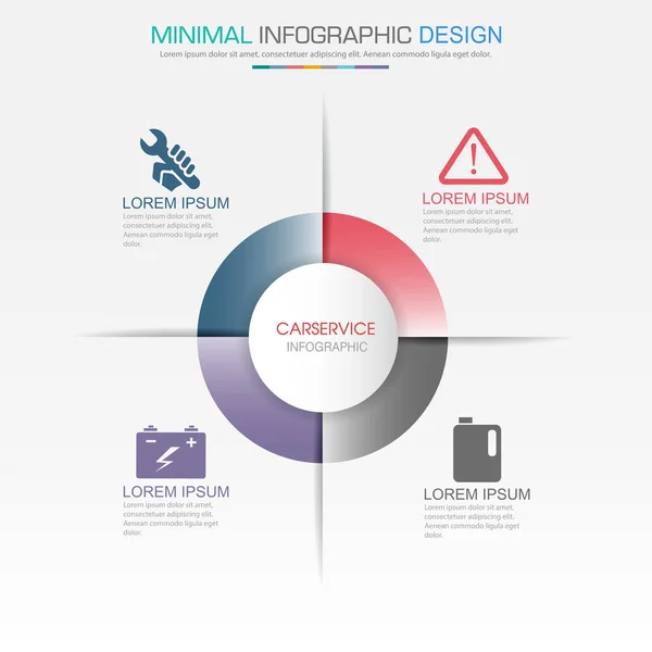 Éléments Infographie Avec Icône Service Sur Fond Polychrome Processus Cercle — Image vectorielle