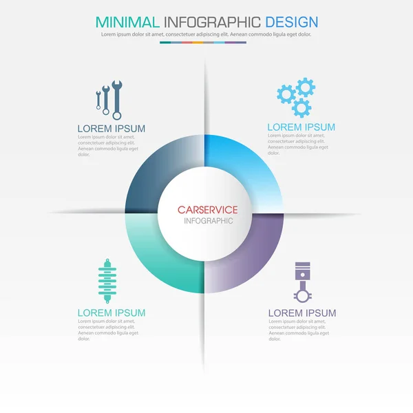 Éléments Infographie Avec Icône Service Sur Fond Polychrome Processus Cercle — Image vectorielle