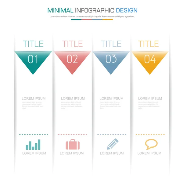 Elementos Infográficos Con Icono Negocio Proceso Círculo Fondo Todo Color — Vector de stock