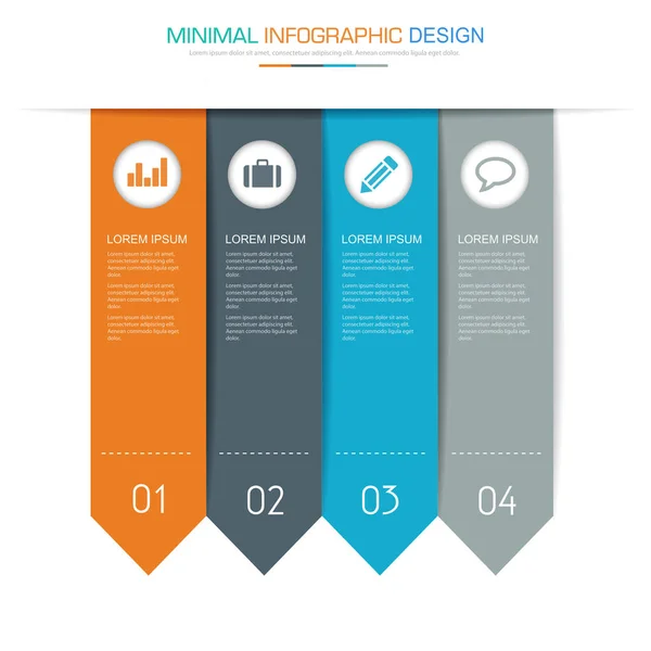 Infographic Elementen Met Bedrijfs Pictogram Volledige Kleur Achtergrond Cirkel Proces — Stockvector