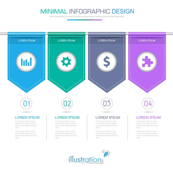 Bandeira Infográfico Elementos Com Ícone Negócio Processo Fundo Cor Completa — Vetor de Stock