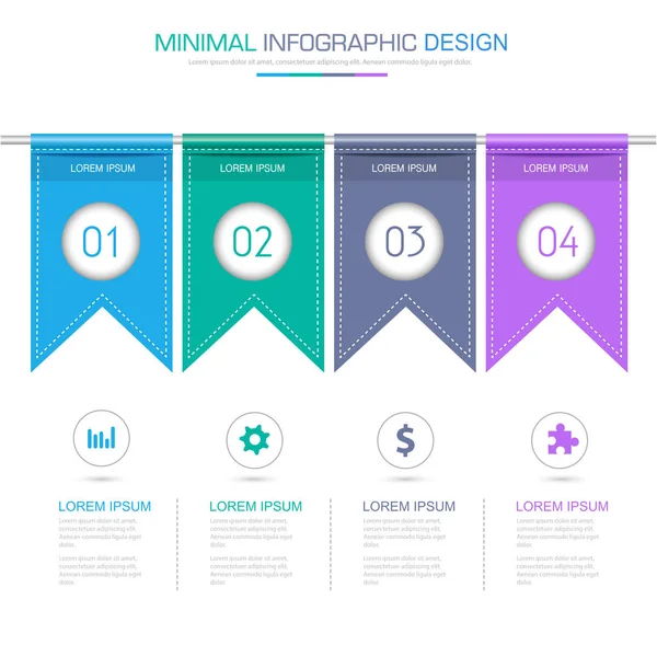 Bandera Infografía Elementos Con Icono Negocio Proceso Fondo Todo Color — Vector de stock