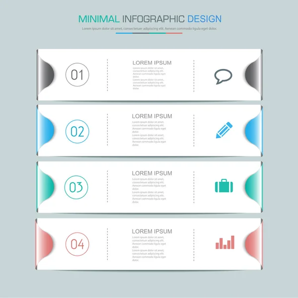 Elementos Infográficos Con Icono Negocio Proceso Círculo Fondo Todo Color — Vector de stock