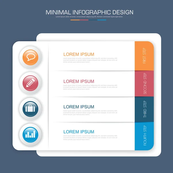 Infografik Elemente Mit Business Symbol Auf Vollfarb Hintergrund Kreis Prozess — Stockvektor