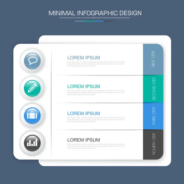 Infografik Elemente Mit Business Symbol Auf Vollfarb Hintergrund Kreis Prozess — Stockvektor