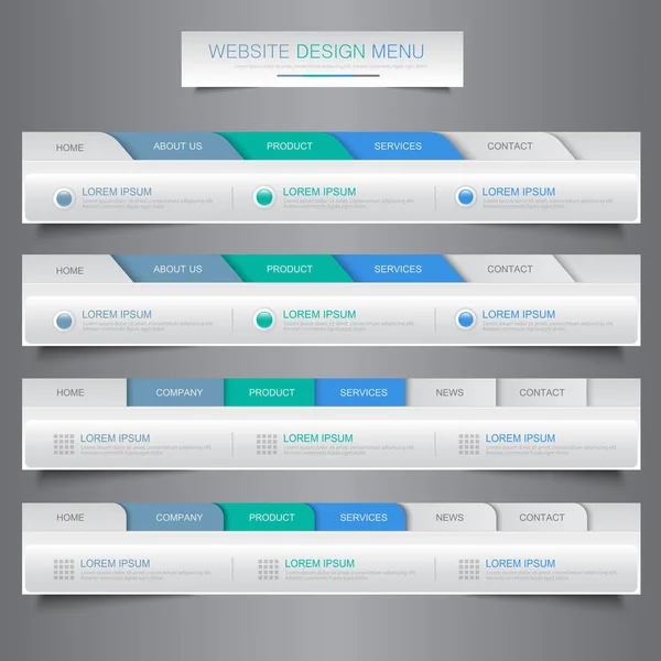 Webbplats Design Meny Navigeringselement Med Ikoner Set Navigeringsmeny Rader Vektor — Stock vektor