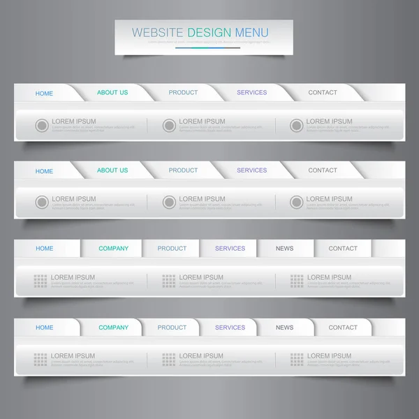 Eléments Navigation Menu Conception Site Web Avec Icônes Ensemble Barres — Image vectorielle