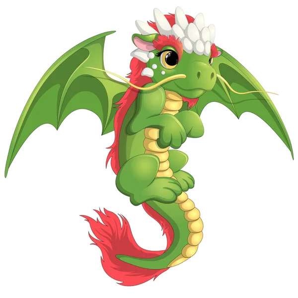 Hermoso Dragón Verde — Vector de stock
