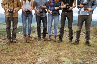 Grup fotoğrafçılar ekip ekip çalışması kavramı