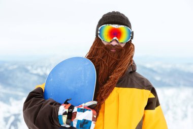 Snowboard eğlenceli komik sakal snowboard