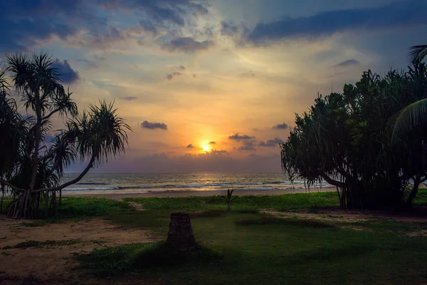 Pôr Sol Nas Margens Oceano Índico Bentota Sri Lanka — Fotografia de Stock