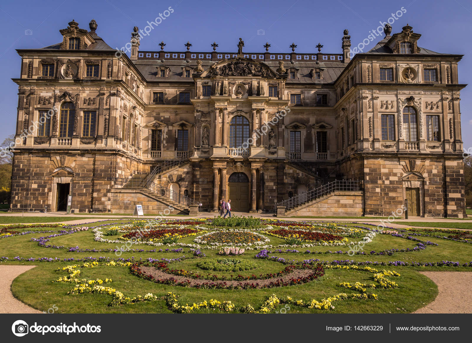 Baroque Palais In Great Garden Dresden Stock Photo