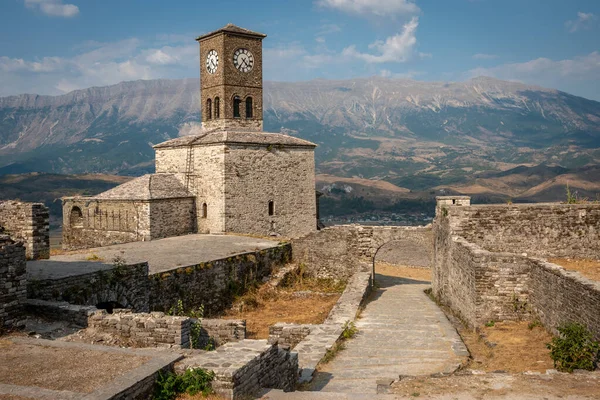 Clock tower and fortress at Gjirokaster castle, Albania