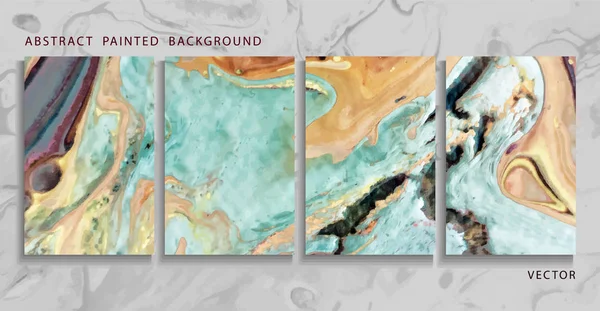 Trend vektörü. Soyut boyalı arka plan seti, el ilanı, kartvizit, broşür, poster, baskı için. 