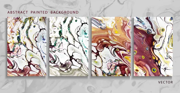 Trend vektörü. Soyut boyalı arka plan seti, el ilanı, kartvizit, broşür, poster, baskı için. 