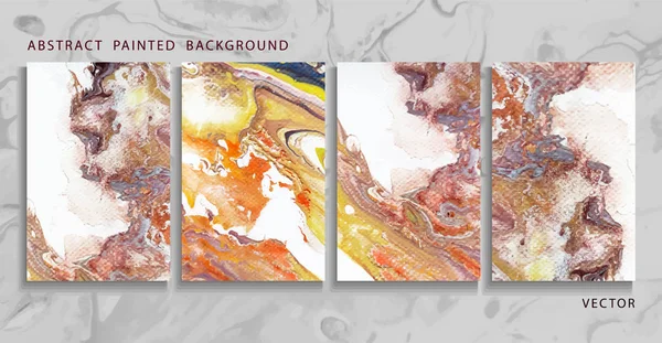 Trend vektörü. Soyut boyalı arka plan seti, el ilanı, kartvizit, broşür, poster, baskı için. 