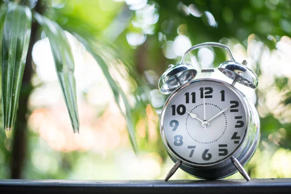 Reloj despertador clásico en el parque . — Foto de Stock