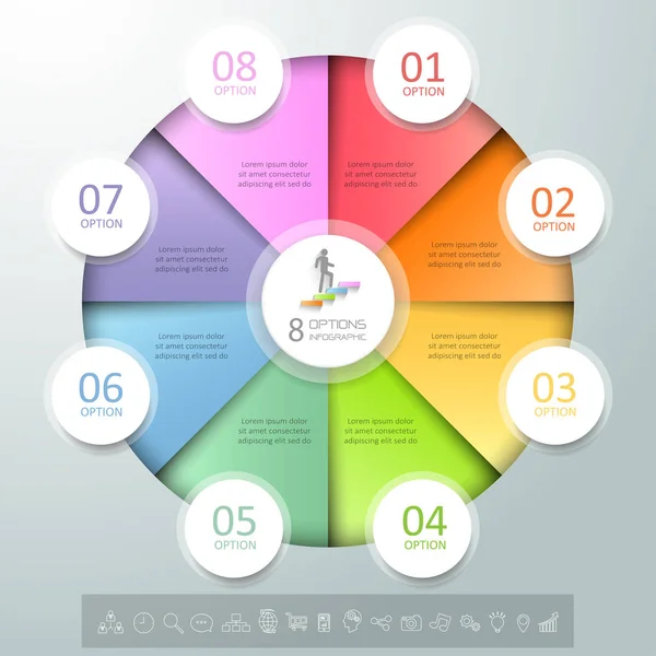 Designkreis Infografik 8 Optionen, Geschäftskonzept Infografik — Stockvektor