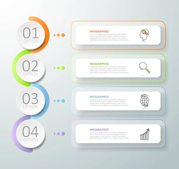 Infografía abstracta 3d 4 opciones, Infografía del concepto de negocio — Archivo Imágenes Vectoriales