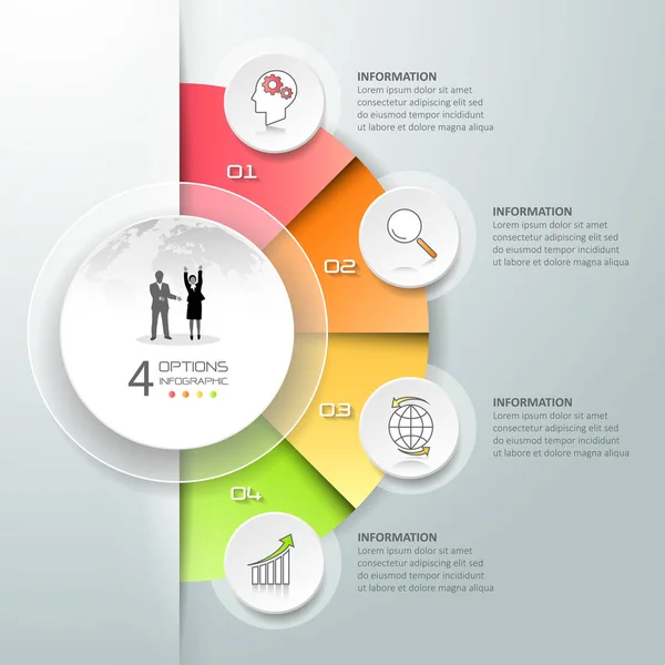 Infographie de cercle de conception 4 options, infographie de concept d'affaires — Image vectorielle