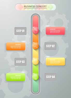 Soyut 3d Infographic Şablon 4 adımlar, 