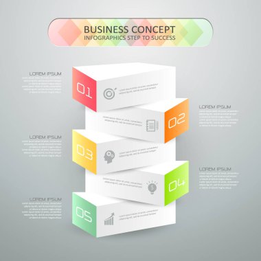 Infographic Şablon 5 adımları Tasarla, 