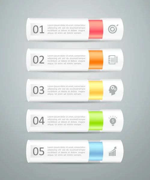 Modelo de Infográfico de Design 5 passos , — Vetor de Stock