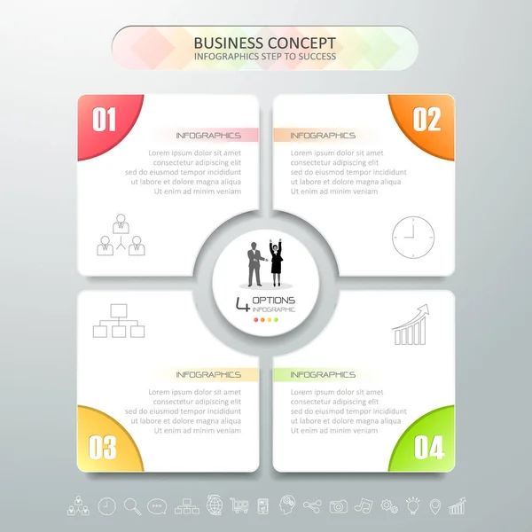 Design modello infografico 4 passi — Vettoriale Stock