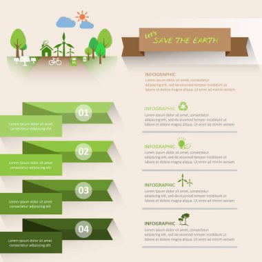 Dünya ekoloji kavramı infographics illüstrasyon vektör kurtaralım