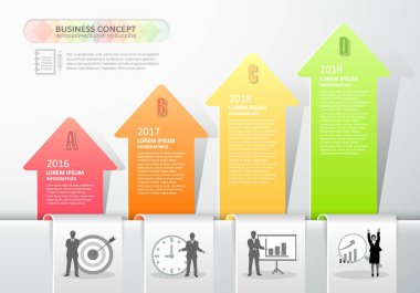 Oklar infographics 4 adımları tasarlayın. Vektör çizim. 