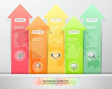 Oklar infographics 5 adımları tasarlayın. Vektör çizim. 