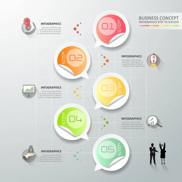 Design Circle Infografik Vorlage 5 Schritte für Geschäftskonzept. — Stockvektor