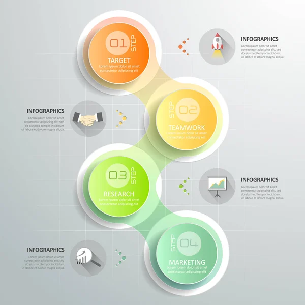 Modelo de infográfico de círculo de design 4 passos para o conceito de negócio . —  Vetores de Stock