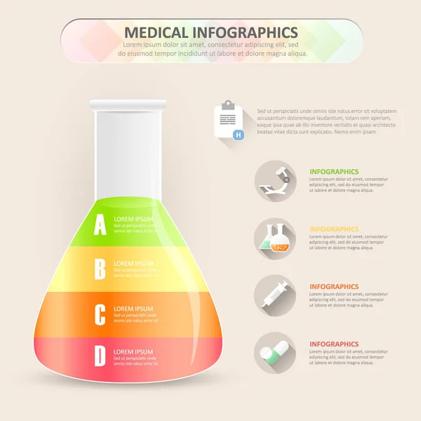 Modèle infographique chimique de conception avec des icônes plates — Image vectorielle