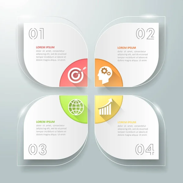 Abstracte 3d infographic sjabloon 4 stappen voor bedrijfsconcept. — Stockvector