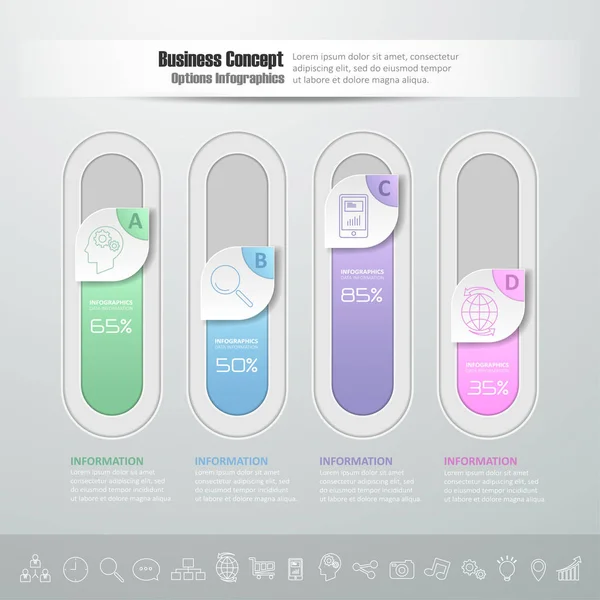 Abstrakte 3D-Infografik-Vorlage 4 Schritte, für Geschäftskonzept. — Stockvektor