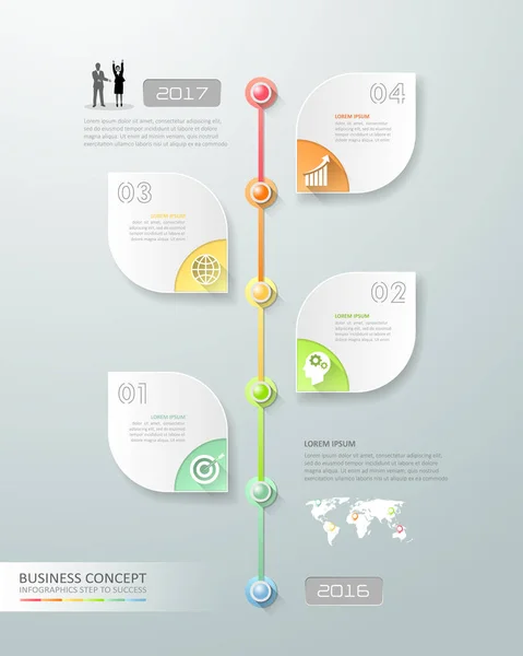 Design Business Timeline Infografik Vorlage 5 Schritte, — Stockvektor