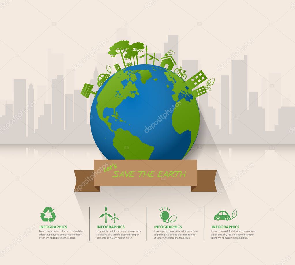 Let's save the Earth, Ecology concept infographics vector illustration