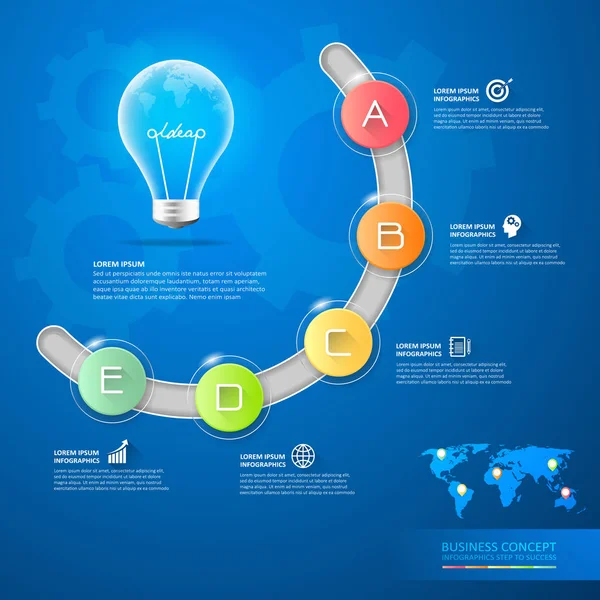 Navrhovat obchodní myšlenka žárovka koncepční infografika. — Stockový vektor