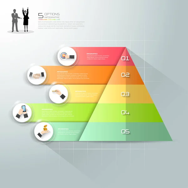 삼각형 infographic 템플릿 5 단계 디자인, — 스톡 벡터
