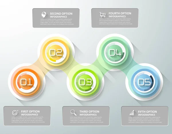 Modello infografico astratto 3d 5 passaggi , — Vettoriale Stock