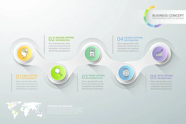 Abstract 3d infographic 5 options,  Business concept infographic — Stock Vector