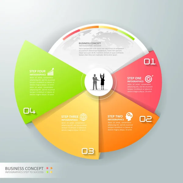 Infografica cerchio di progettazione 4 opzioni, Infografica concetto di business — Vettoriale Stock