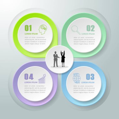 Soyut 3B Infographic 4 seçenekleri iş kavramı Infographic