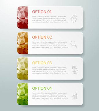 Geometrik afiş Infographic 4 seçenekleri, iş kavramı Infographic tasarımı