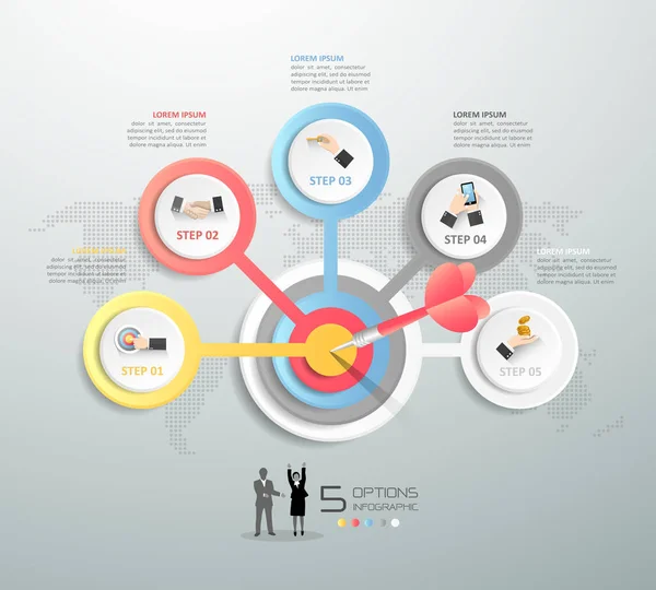 Infografía abstracta 3d 5 opciones, Infografía del concepto de negocio — Archivo Imágenes Vectoriales