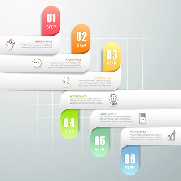 Infográfico de design 6 opções modelo, Infográfico de conceito de negócio — Vetor de Stock