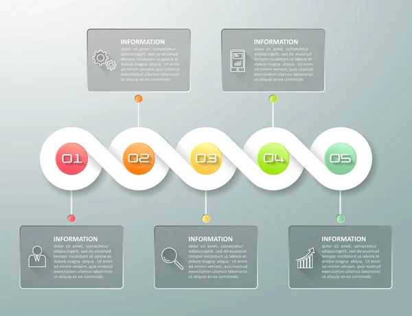 Možnosti návrhu šablony 5 infografika. — Stockový vektor