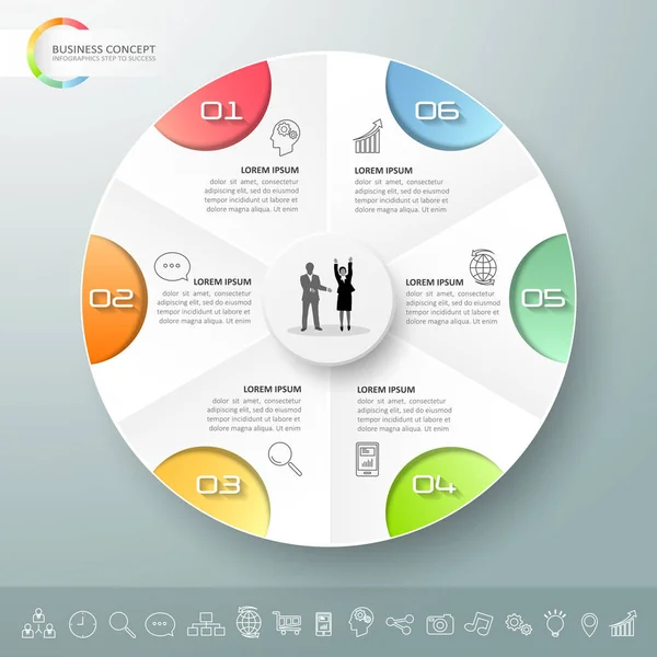 Modelo de infográfico de design 6 opções . —  Vetores de Stock