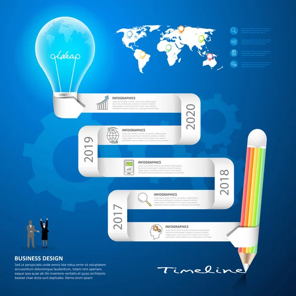 Lápis de design com lâmpada Infográficos tamplate . — Vetor de Stock